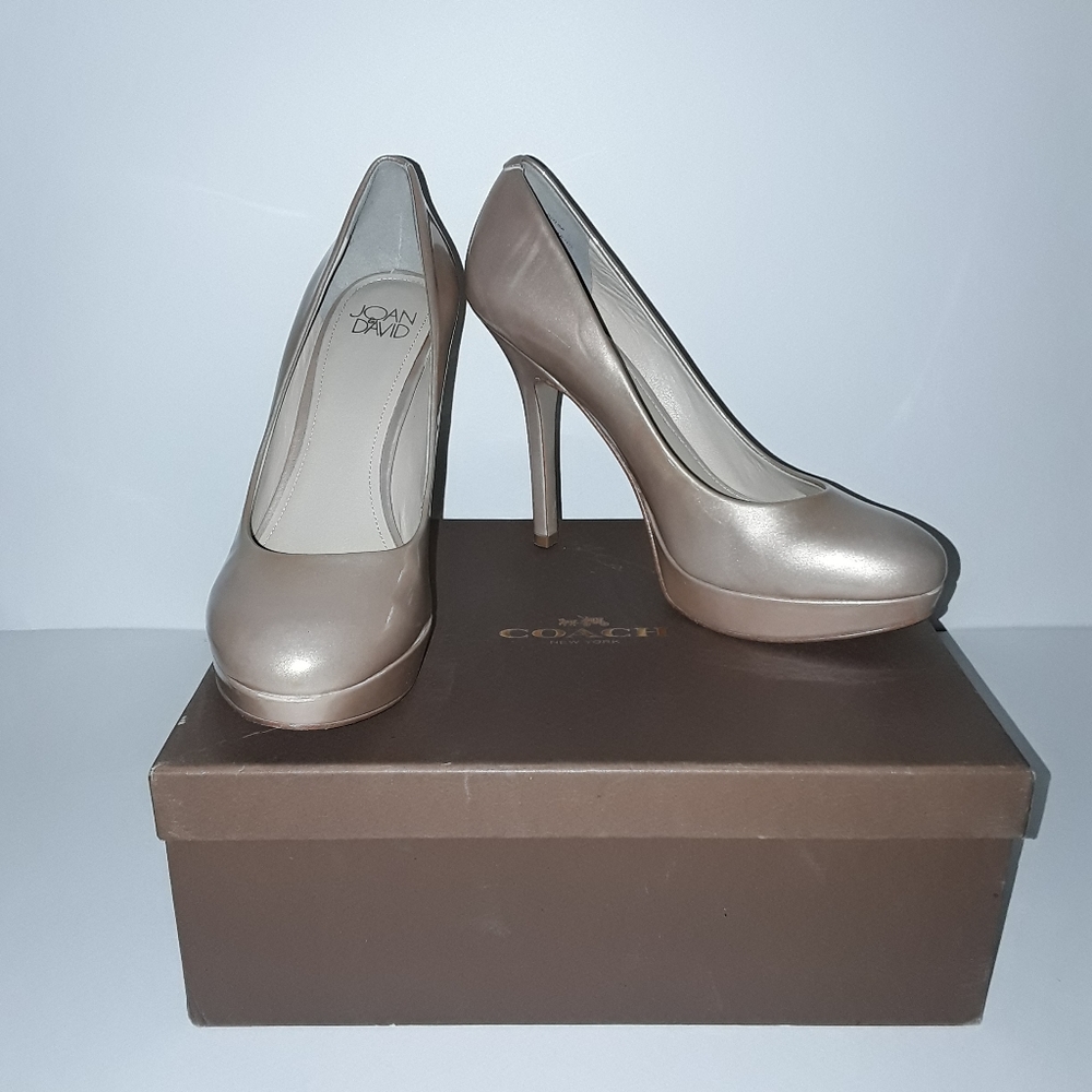 Nude Patent Leather Platform Stiletto Heels